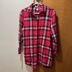 Victoria's Secret Red Sleep Shirt with black lace trim